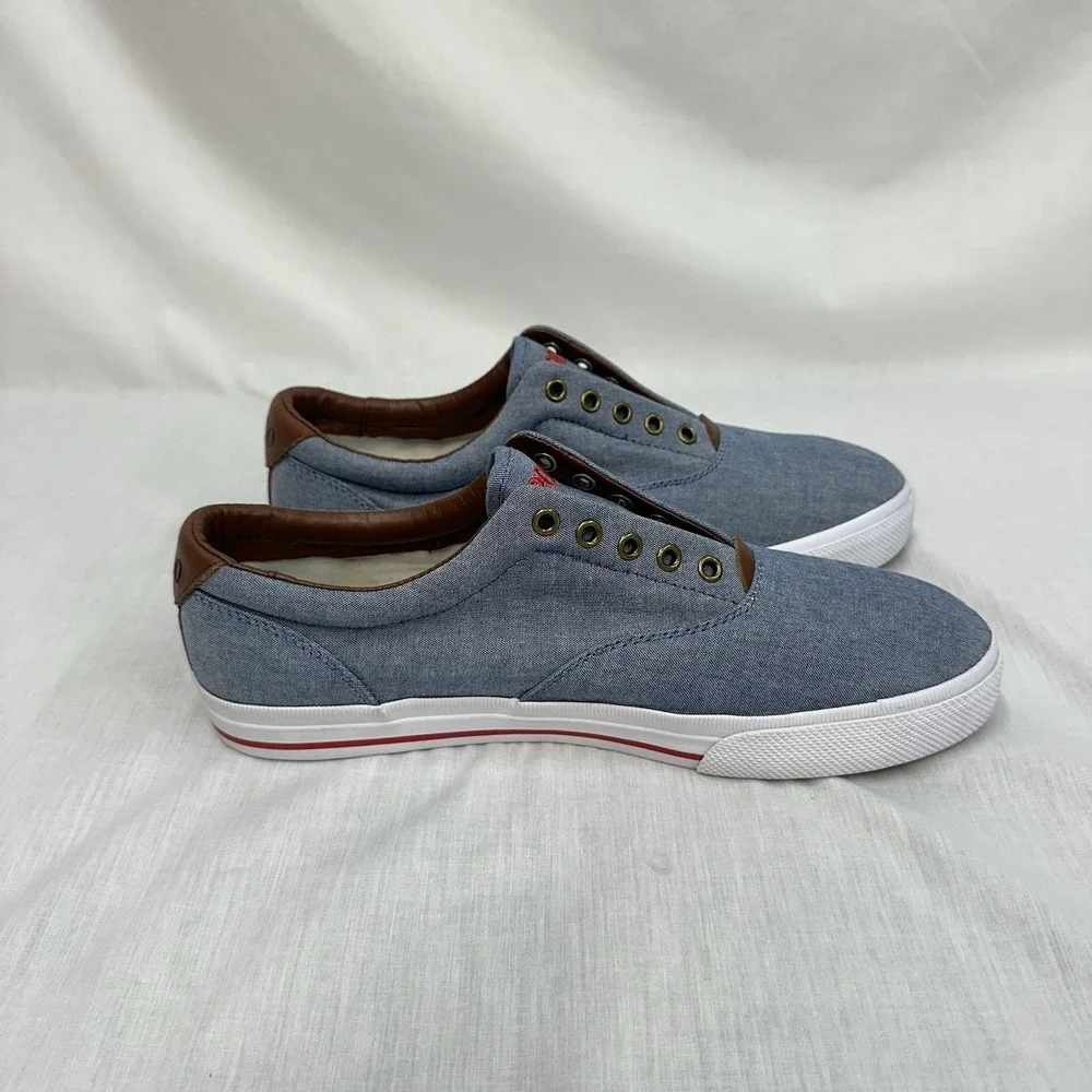 Polo Ralph Lauren Sz 12D Vito Sneakers Blue Chambray Red Pony Shoes Resort Wear